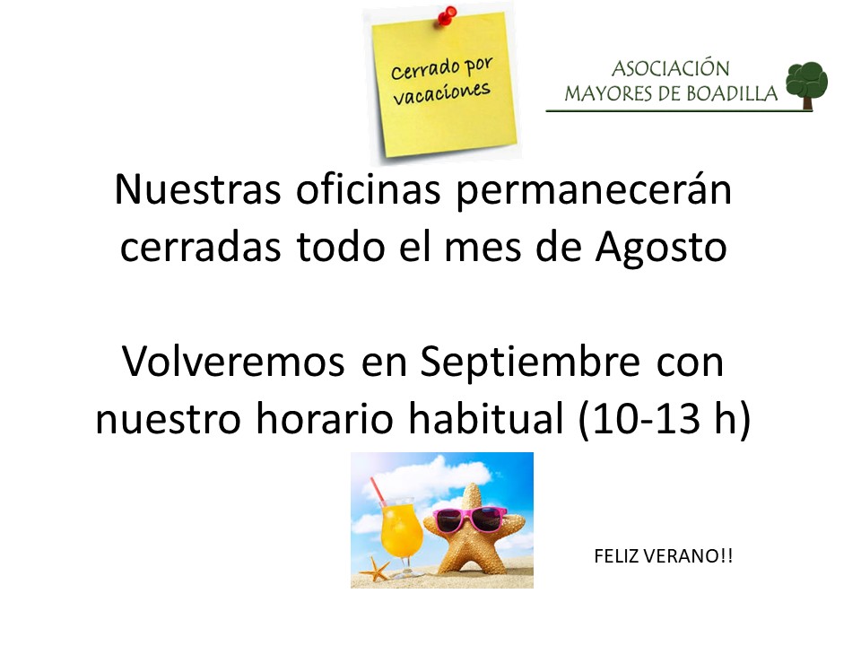 EN AGOSTO...CERRADO POR VACACIONES